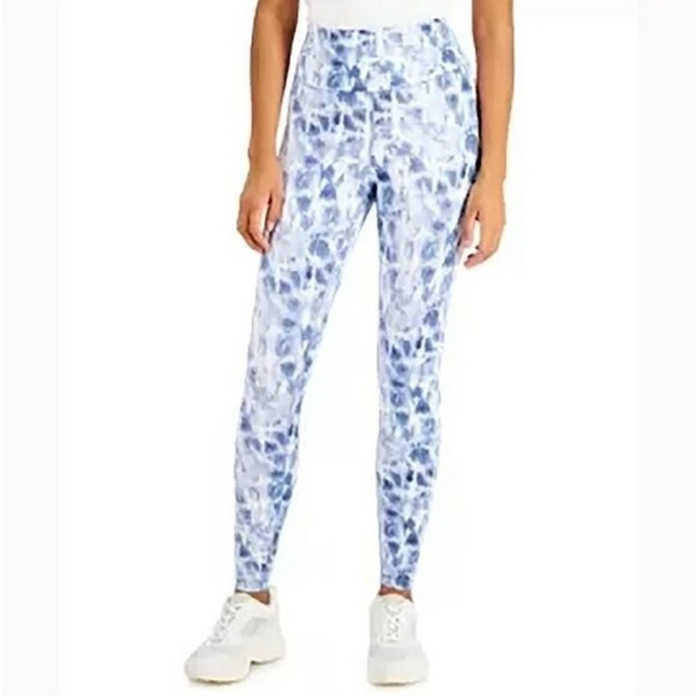 I INC International Concepts Tie Dye Compression Leggings M Medium (8/10) Navy